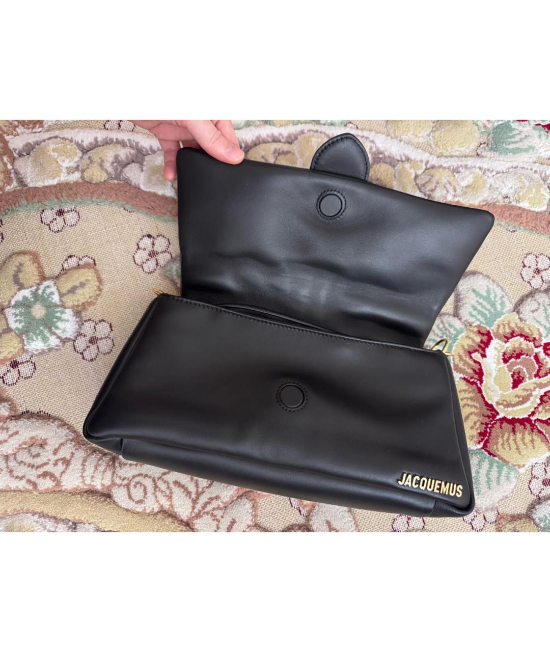 JACQUEMUS Черная кожаная сумка через плечо, фото 7