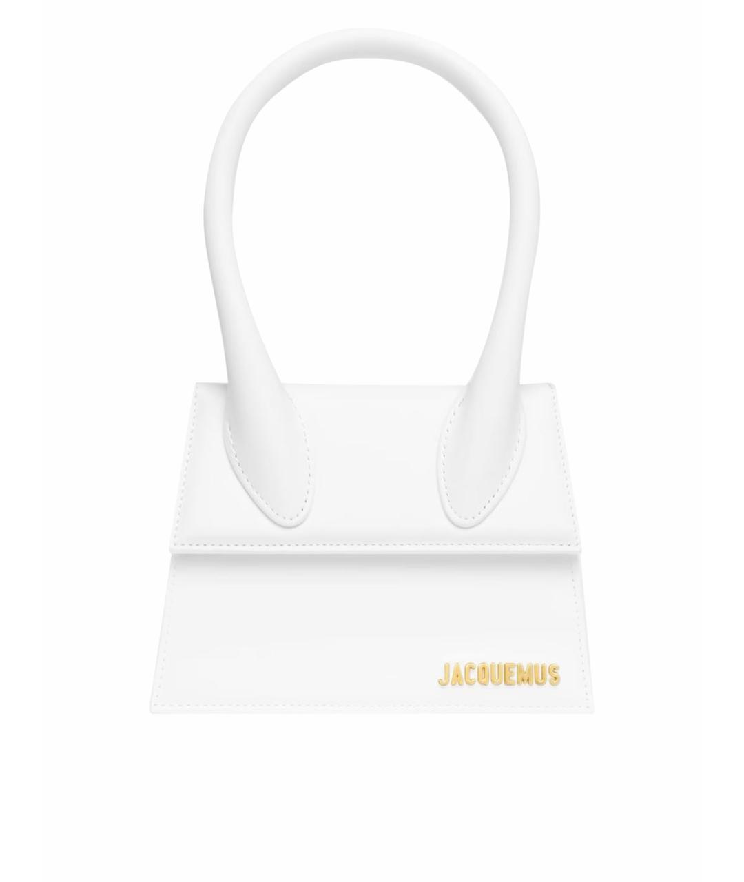 JACQUEMUS Белая кожаная сумка с короткими ручками, фото 1