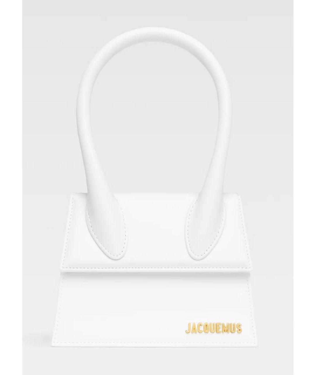 JACQUEMUS Белая кожаная сумка с короткими ручками, фото 7