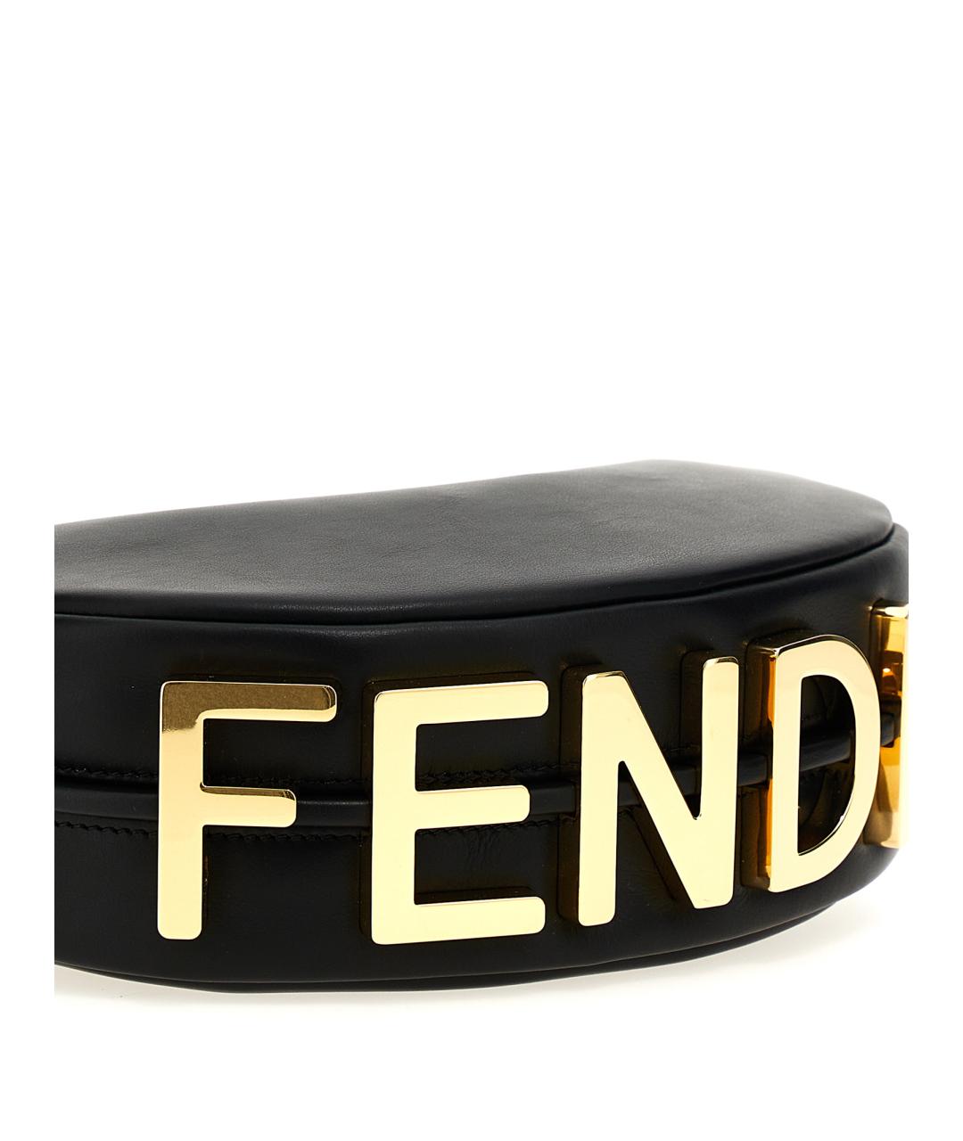 FENDI Черная кожаная сумка через плечо, фото 3