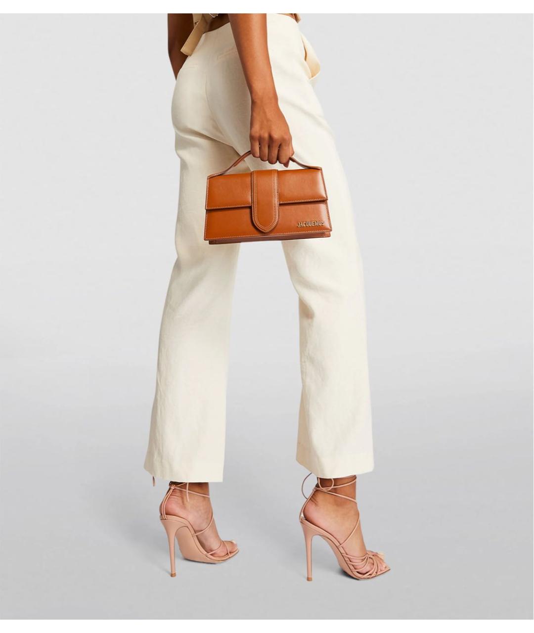 JACQUEMUS Коричневая кожаная сумка с короткими ручками, фото 5