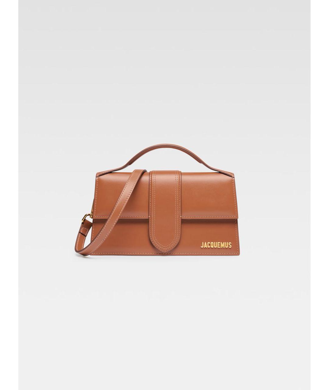 JACQUEMUS Коричневая кожаная сумка с короткими ручками, фото 2