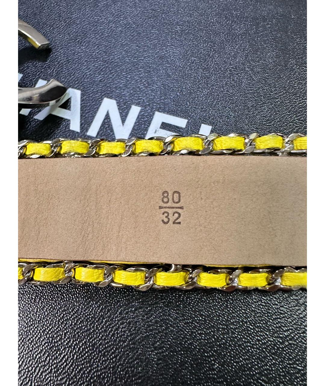 CHANEL Желтый кожаный ремень, фото 6