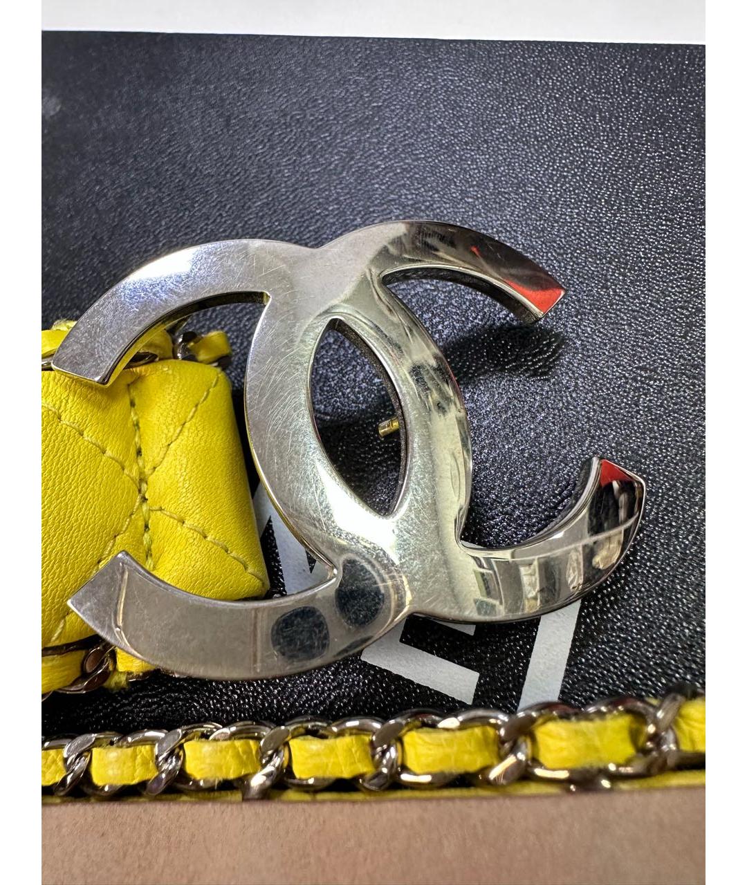 CHANEL Желтый кожаный ремень, фото 4