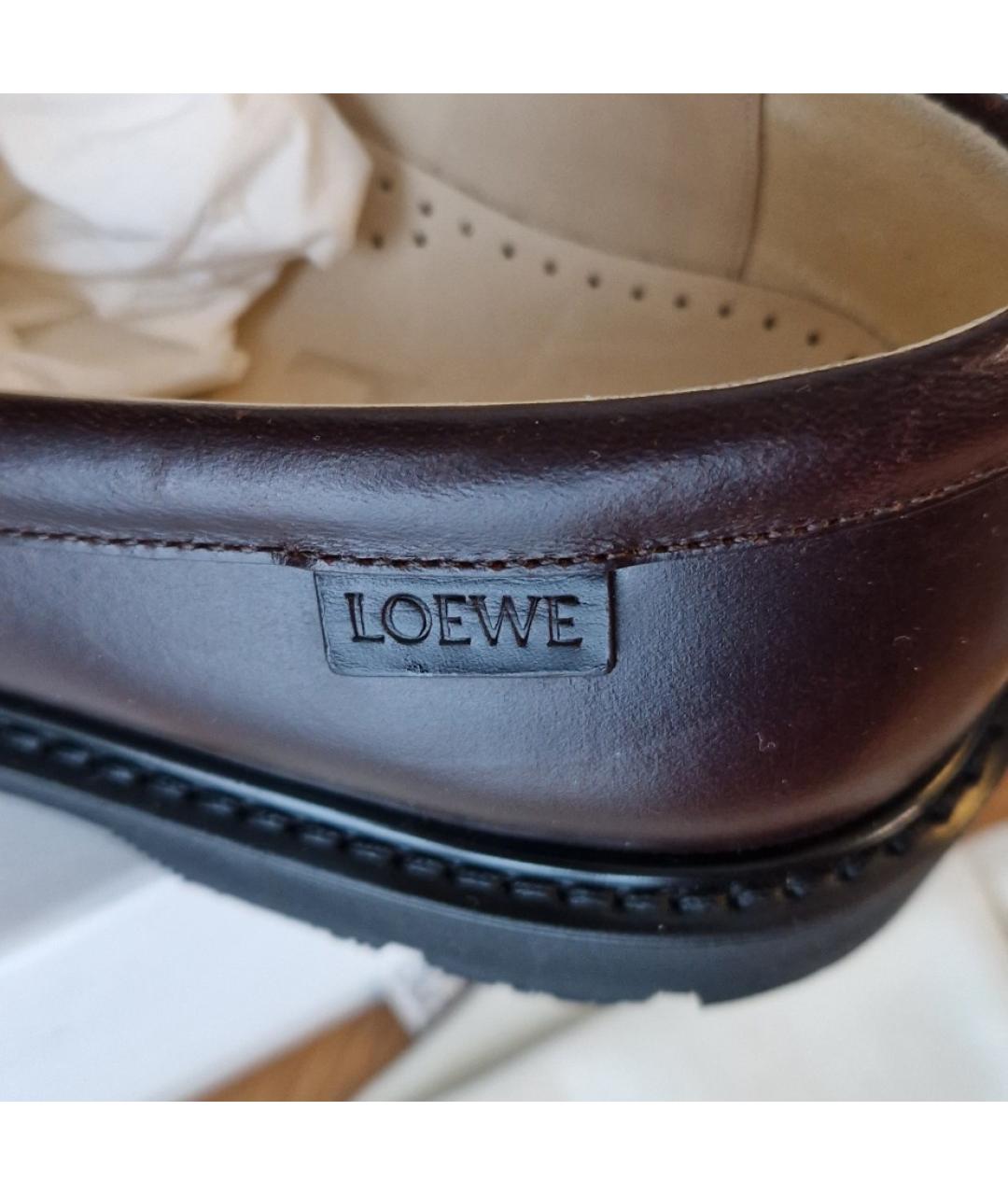 LOEWE Коричневые кожаные лоферы, фото 9