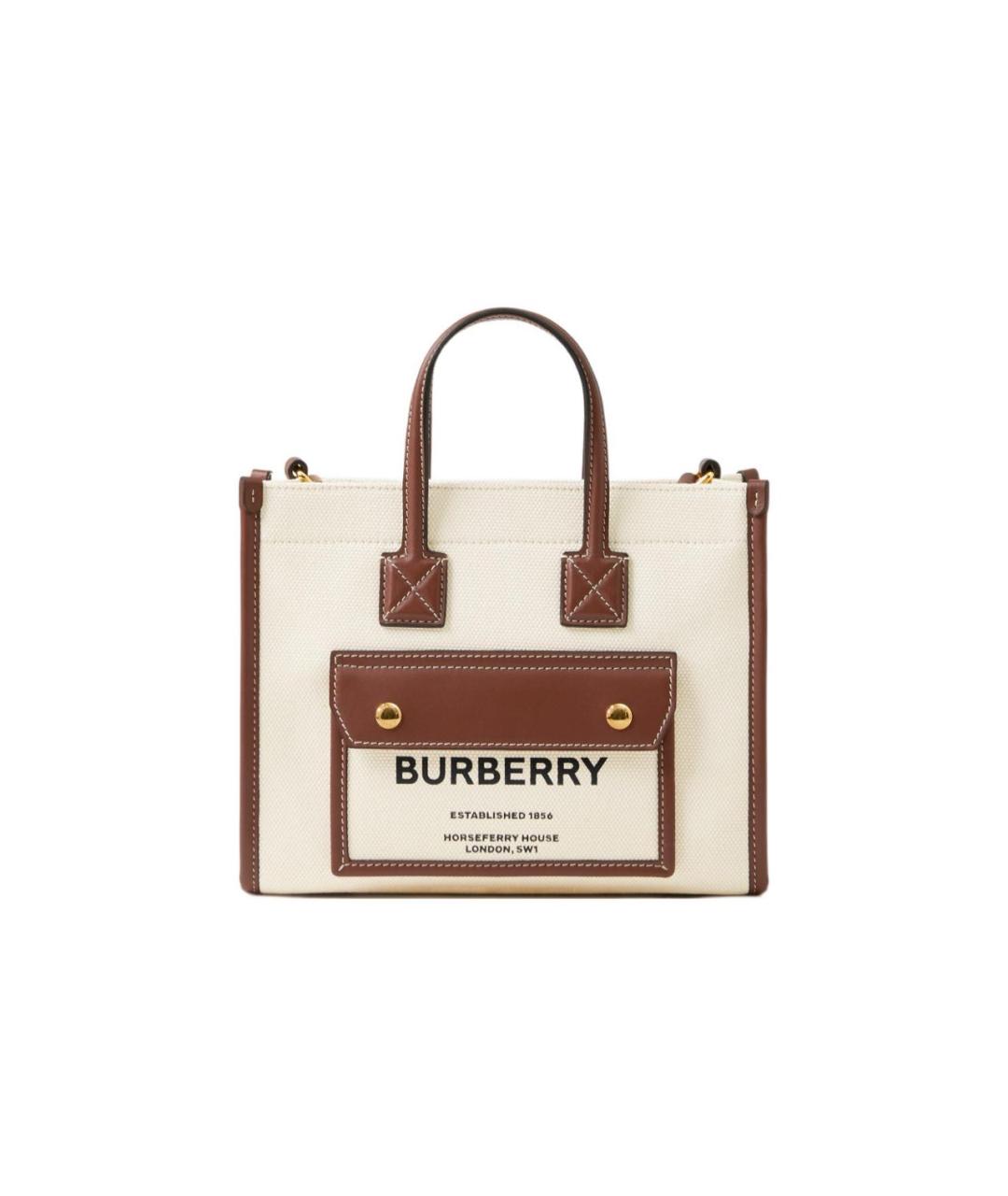 BURBERRY Коричневая кожаная сумка с короткими ручками, фото 1