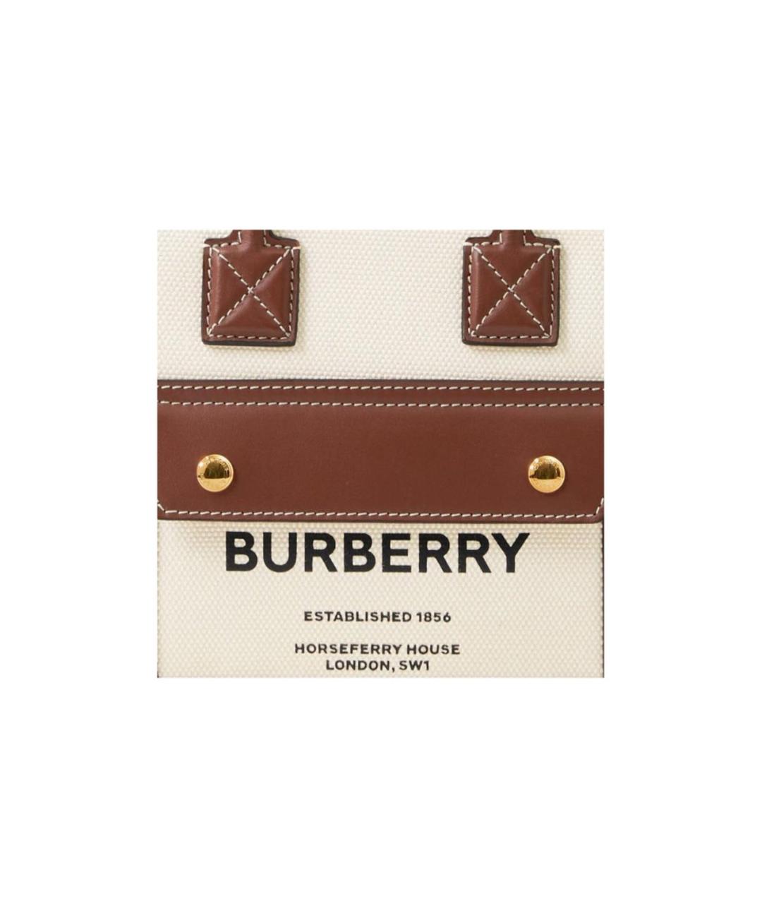 BURBERRY Коричневая кожаная сумка с короткими ручками, фото 5