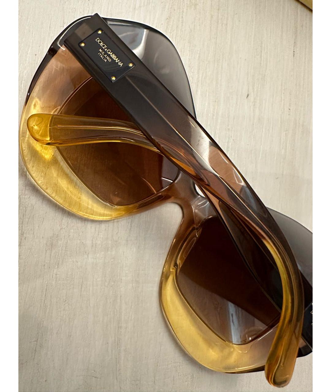 DOLCE&GABBANA Коричневые пластиковые солнцезащитные очки, фото 3