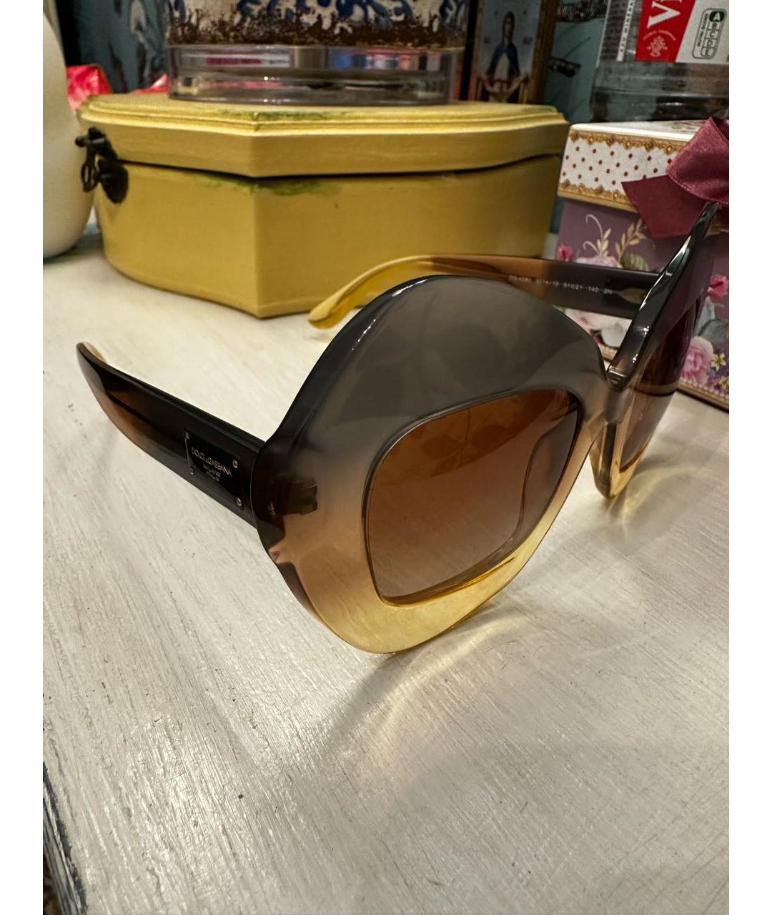 DOLCE&GABBANA Коричневые пластиковые солнцезащитные очки, фото 2