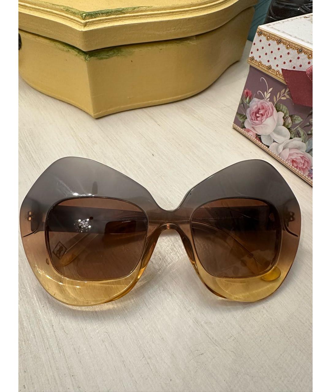 DOLCE&GABBANA Коричневые пластиковые солнцезащитные очки, фото 5