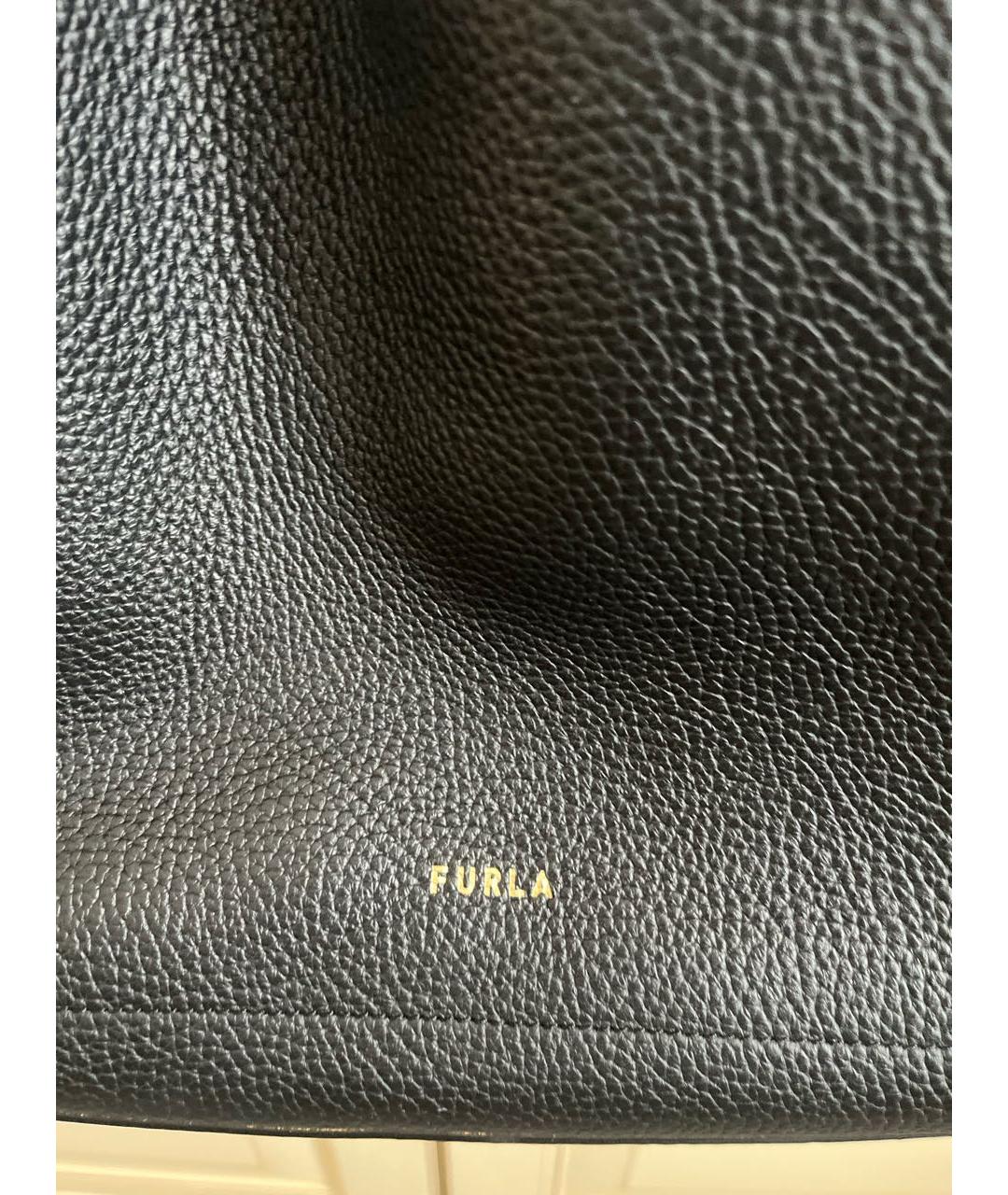 FURLA Черная кожаная сумка тоут, фото 3