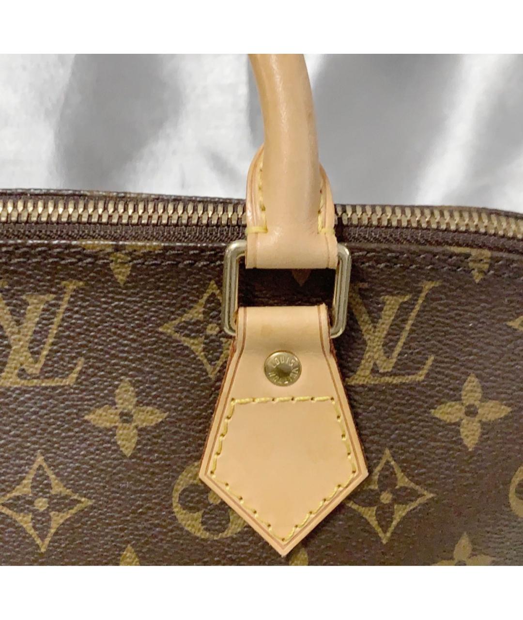 LOUIS VUITTON Коричневая кожаная сумка с короткими ручками, фото 5