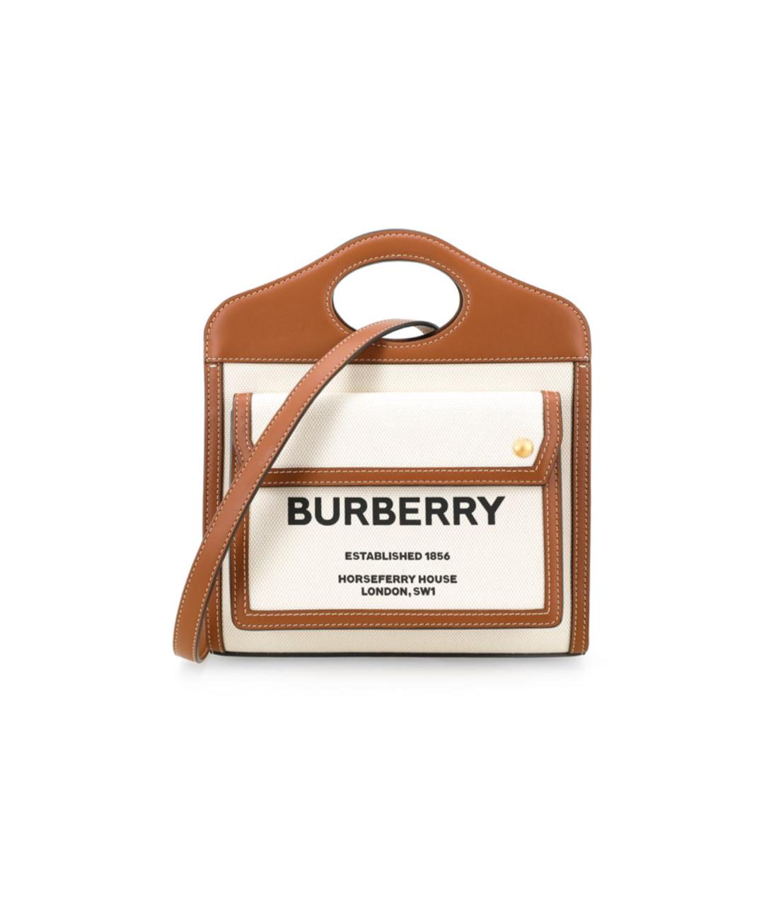 BURBERRY Коричневая кожаная сумка с короткими ручками, фото 2