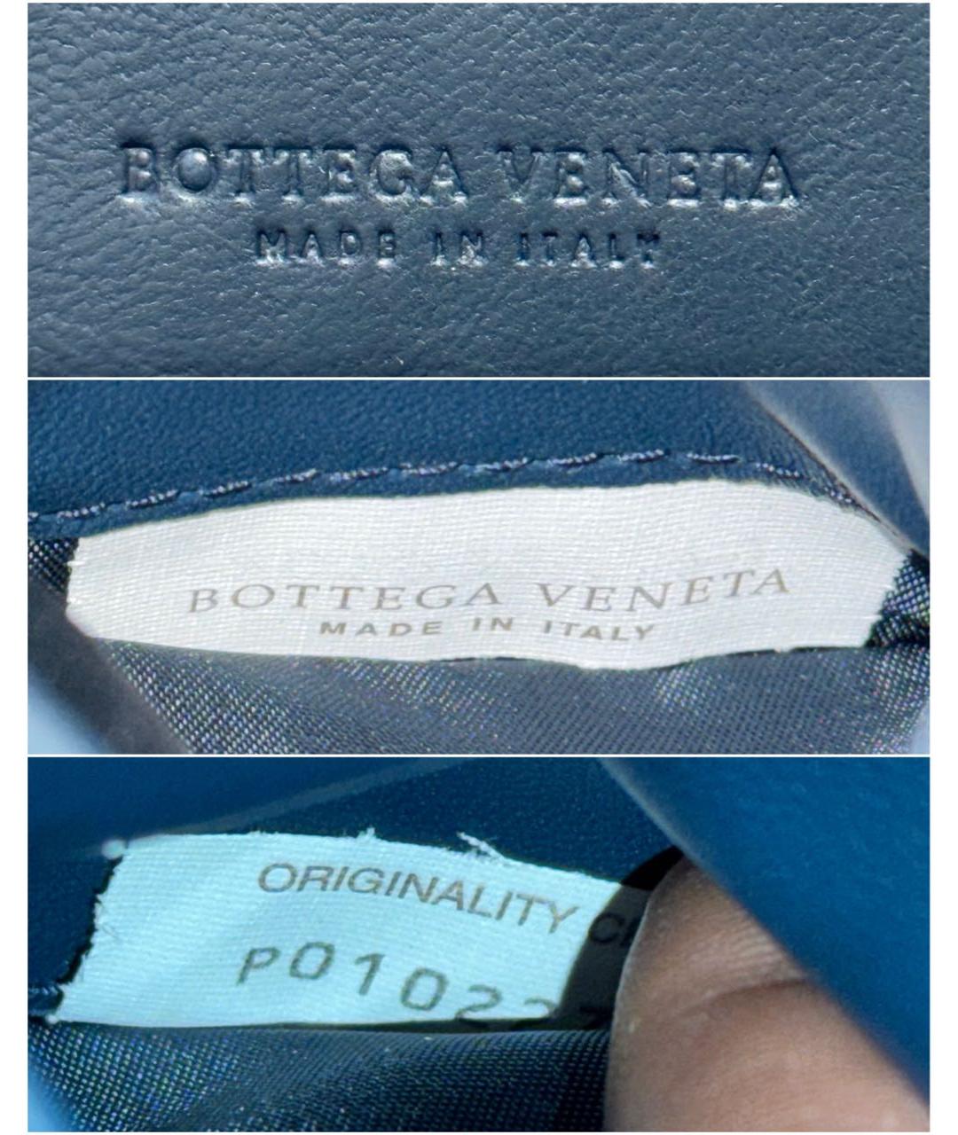 BOTTEGA VENETA Темно-синий кожаный кошелек, фото 6