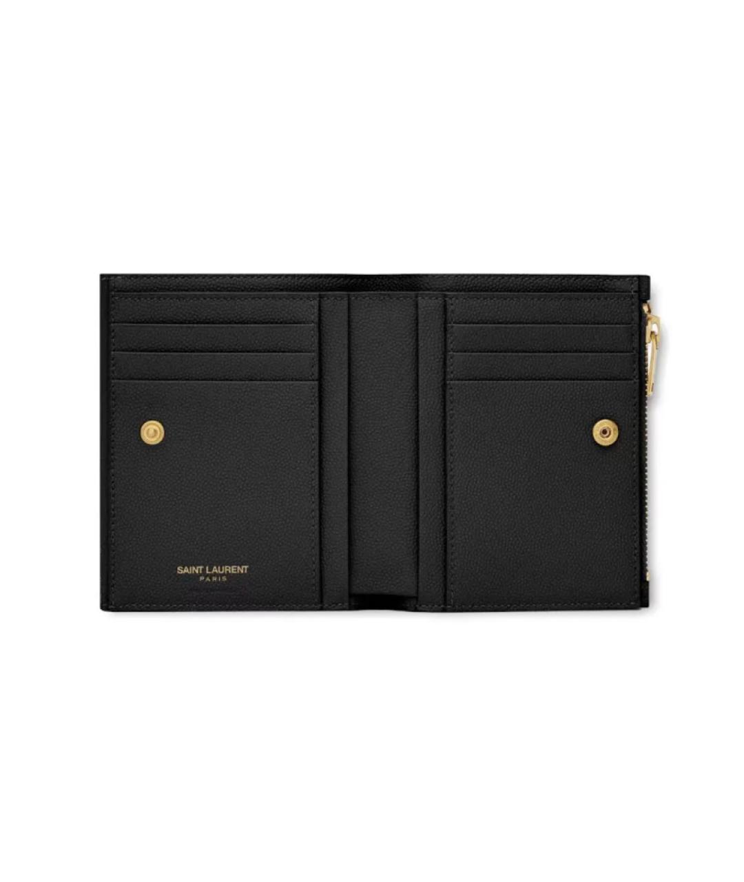 SAINT LAURENT Черный кожаный кошелек, фото 4