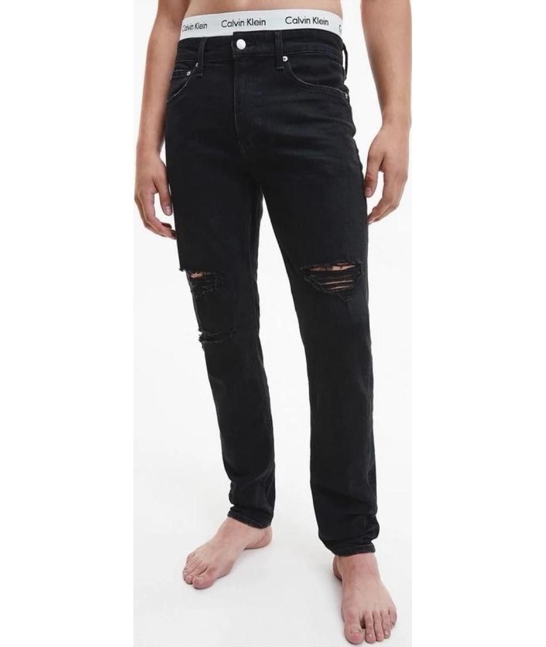 CALVIN KLEIN JEANS Черные хлопко-эластановые джинсы скинни, фото 7