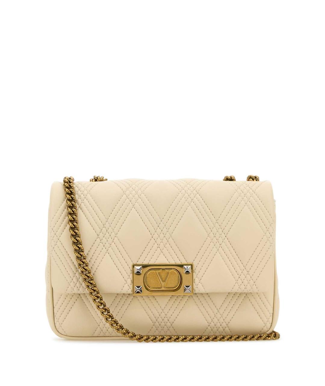 VALENTINO Бежевая кожаная сумка через плечо, фото 1