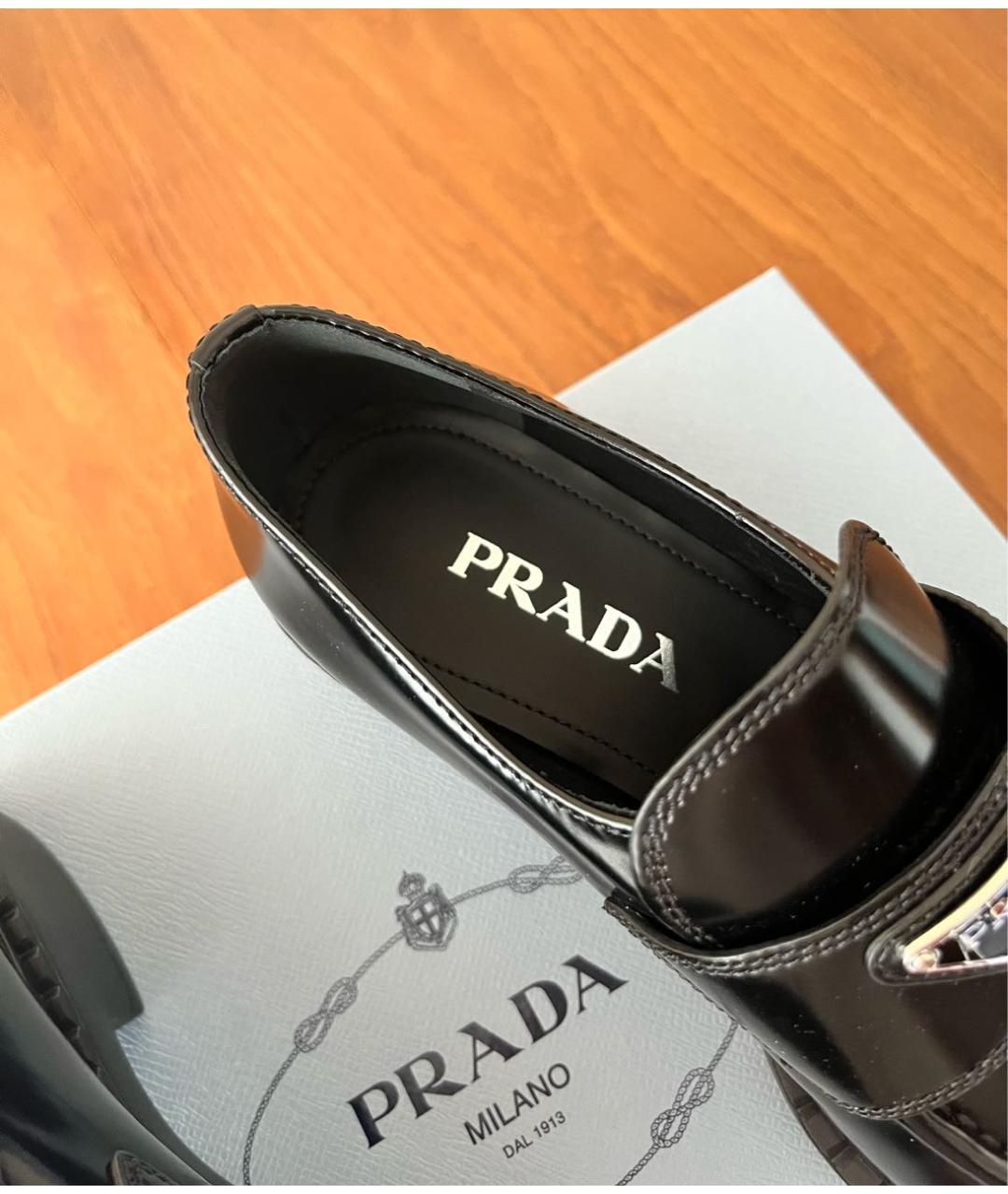 PRADA Черные кожаные лоферы, фото 4