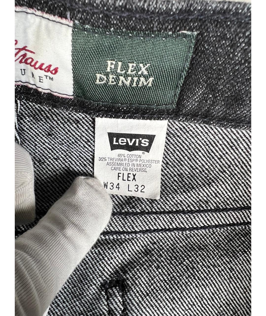 LEVI'S Серые хлопко-эластановые прямые джинсы, фото 6