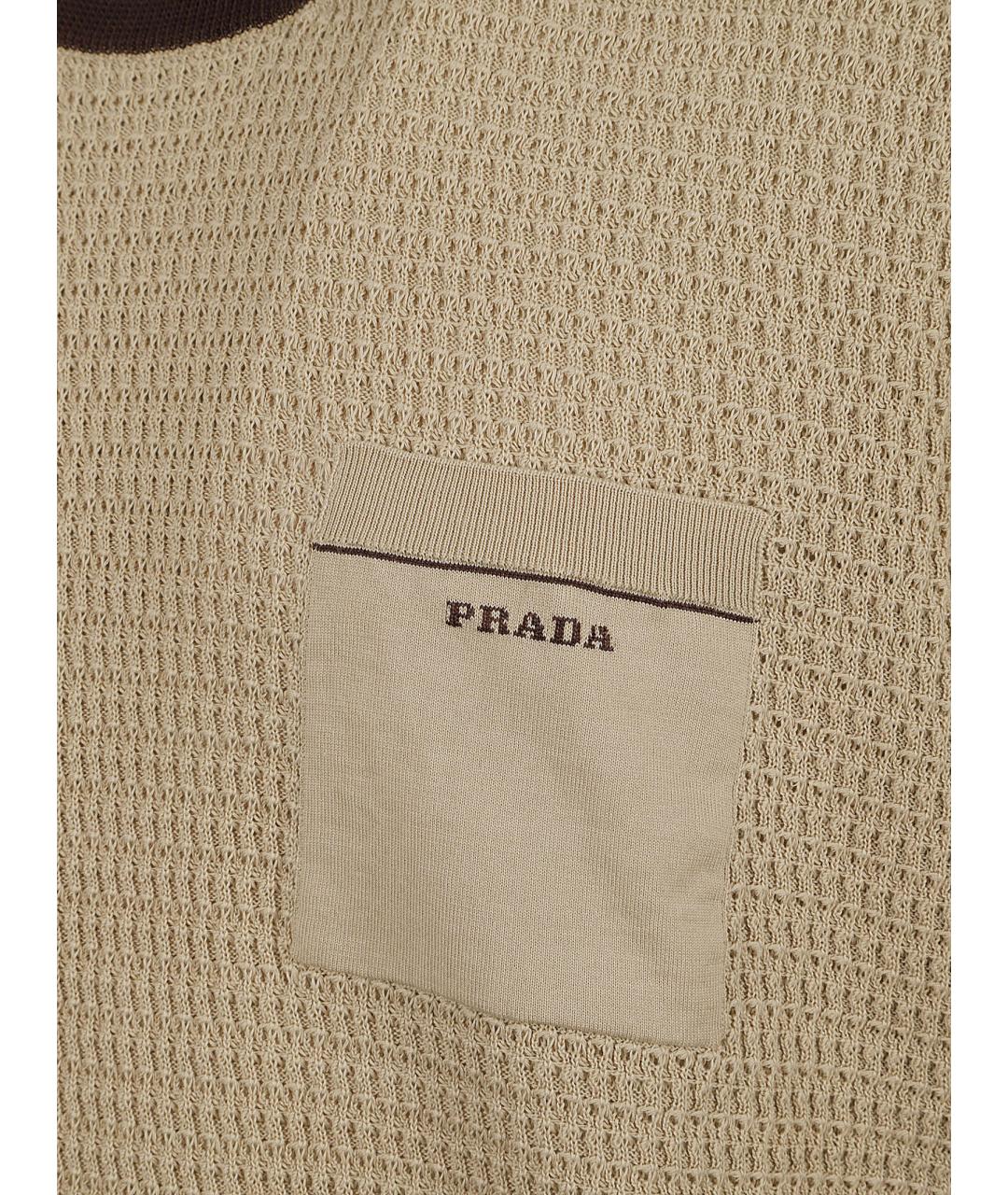 PRADA Бежевая хлопковая футболка, фото 2