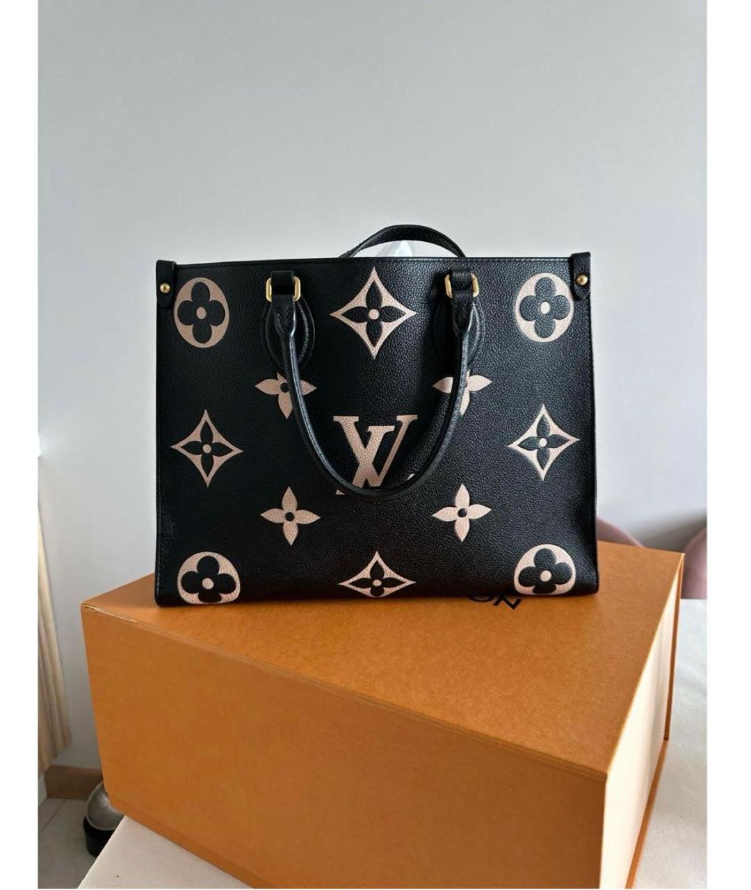 LOUIS VUITTON Черная кожаная сумка тоут, фото 5