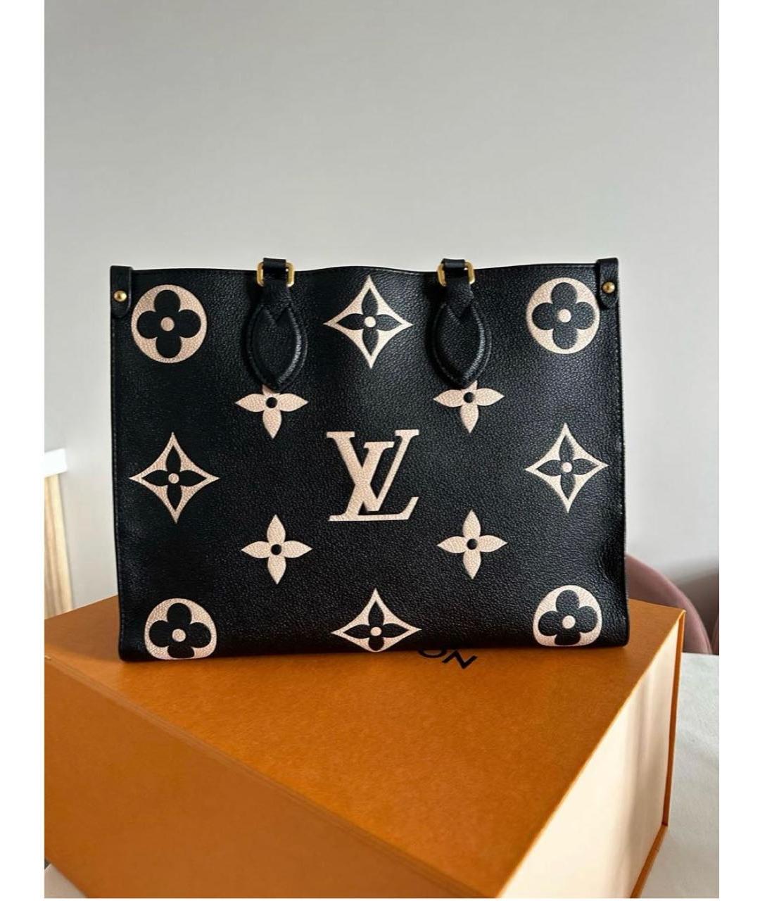 LOUIS VUITTON Черная кожаная сумка тоут, фото 2