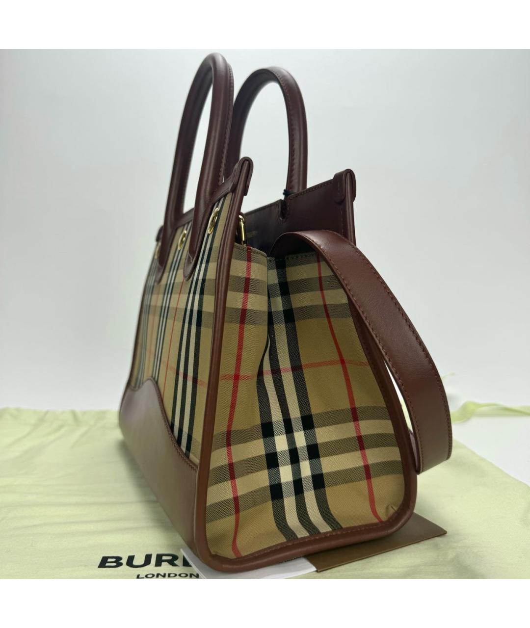 BURBERRY Коричневая кожаная сумка с короткими ручками, фото 6