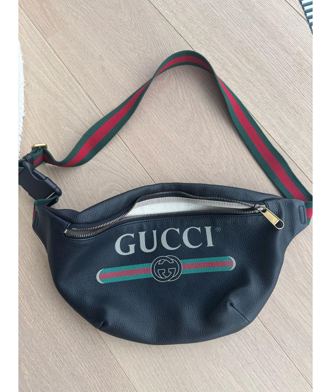 GUCCI Черная кожаная поясная сумка, фото 7