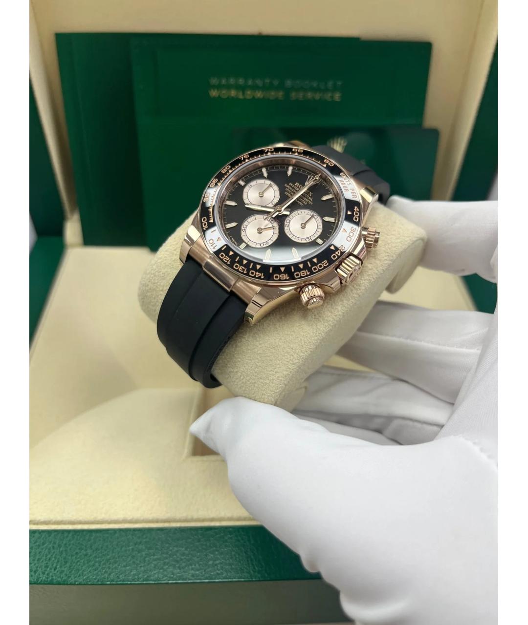 ROLEX Черные часы из розового золота, фото 7