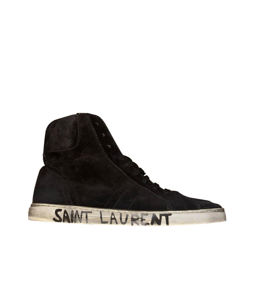 SAINT LAURENT Черные нубуковые высокие кроссовки / кеды, фото 1