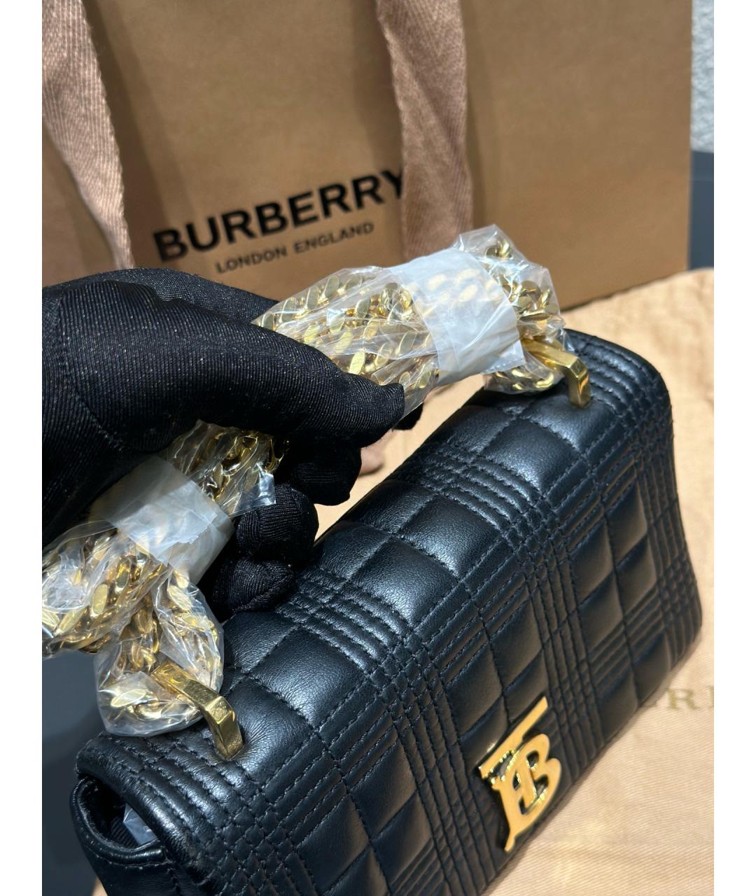 BURBERRY Черная кожаная сумка через плечо, фото 6