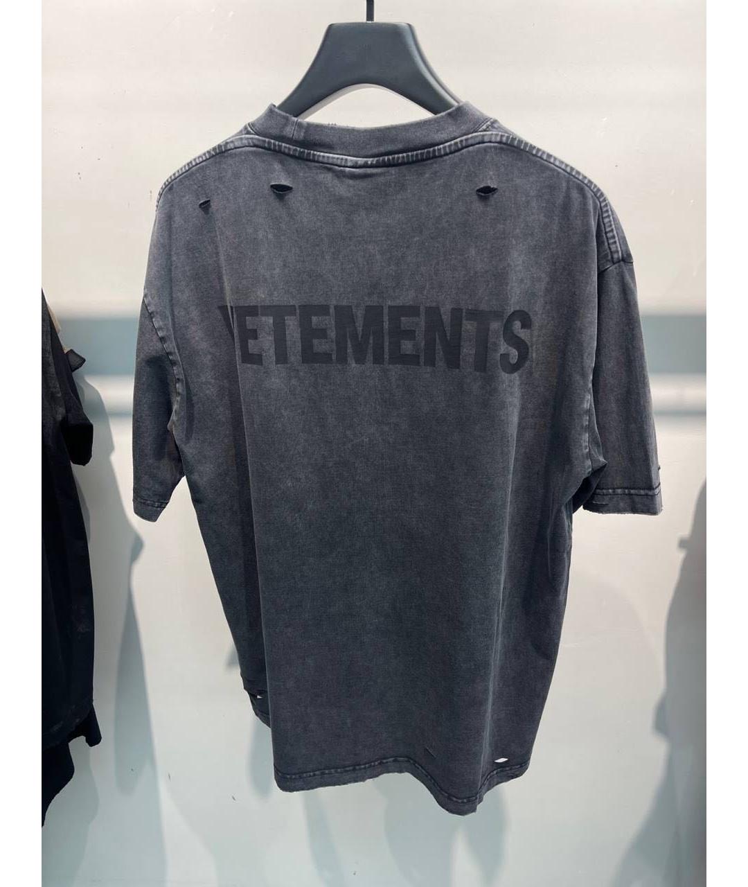 VETEMENTS Черная хлопковая футболка, фото 2