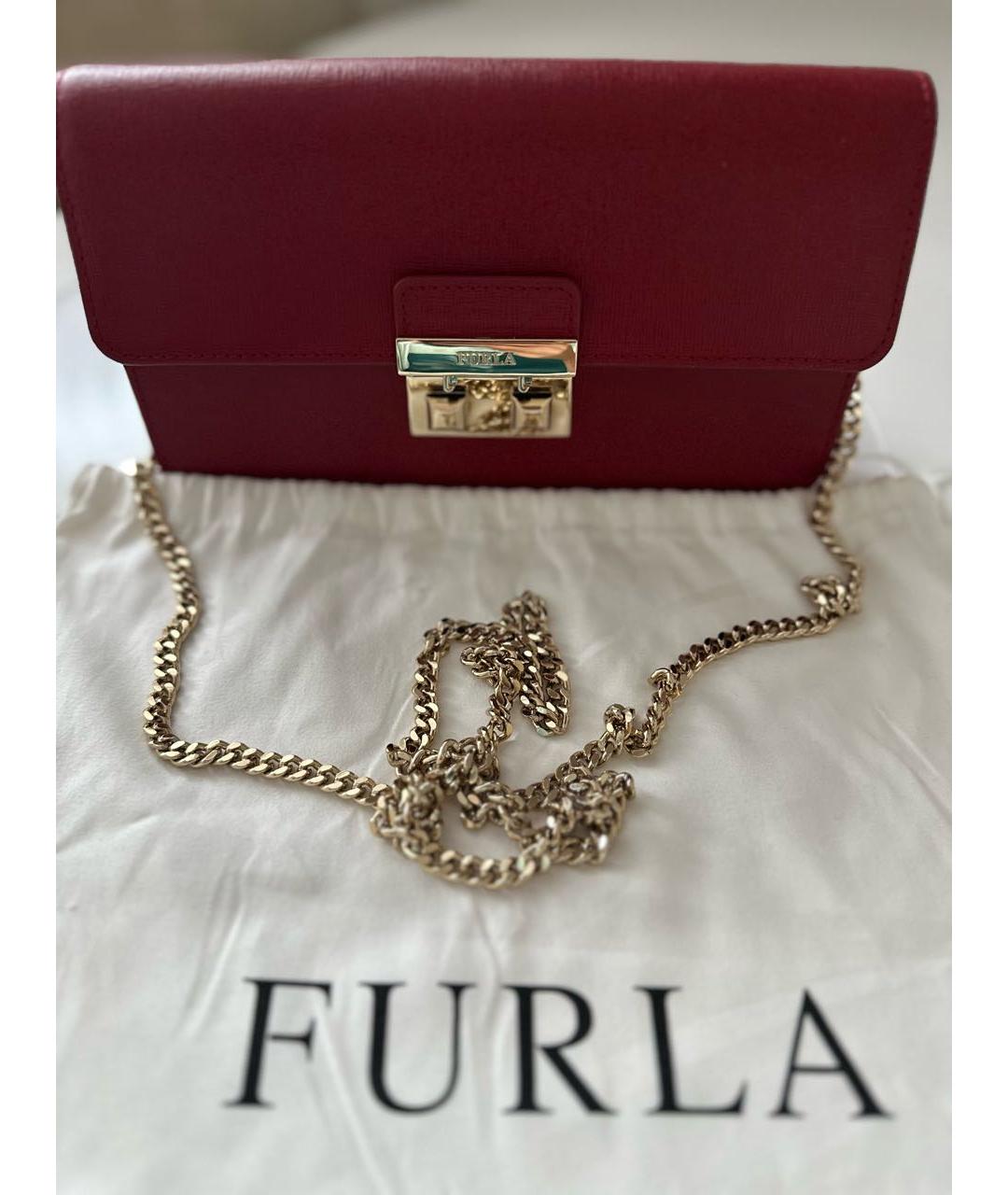 FURLA Бордовая кожаная сумка через плечо, фото 2