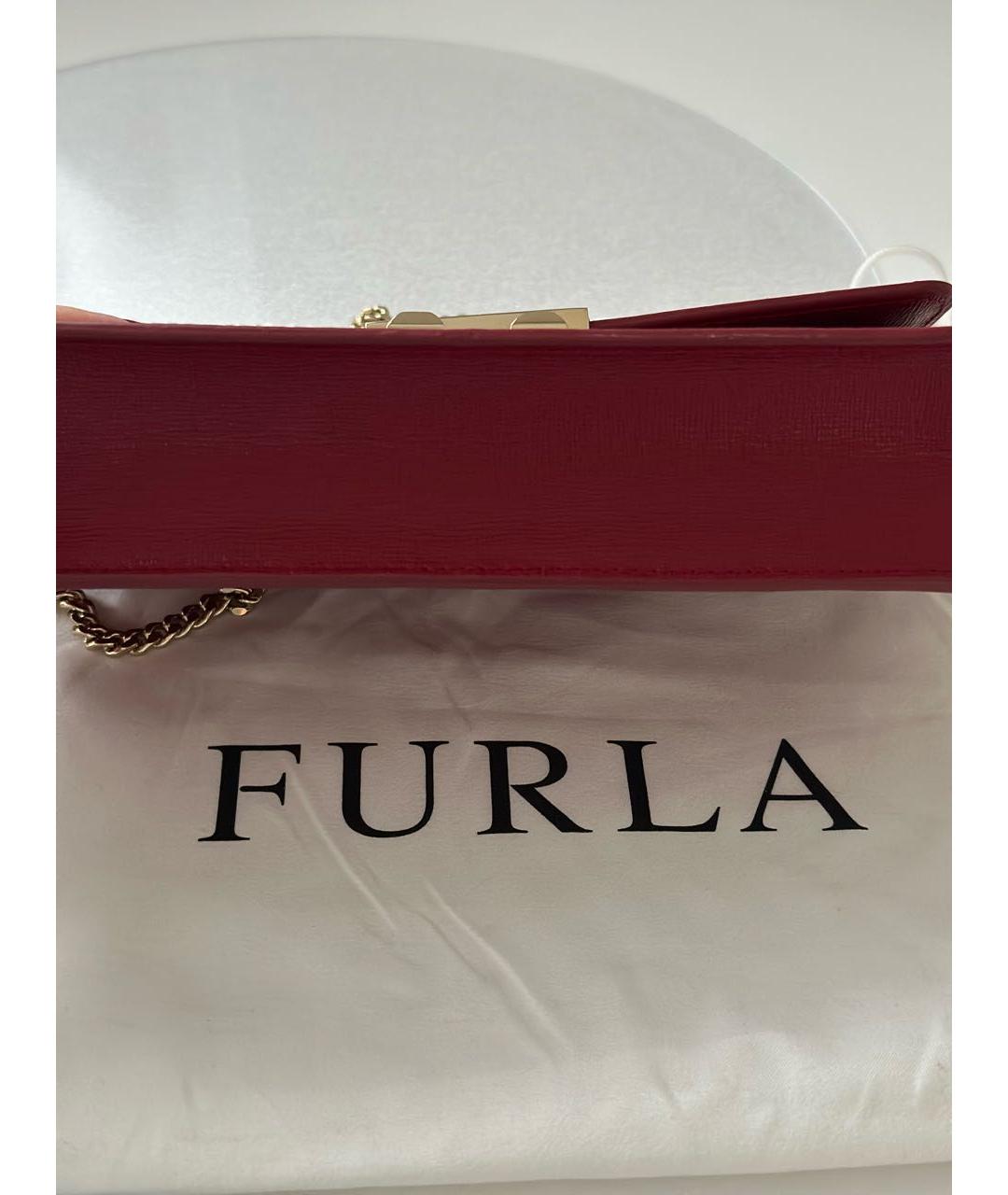 FURLA Бордовая кожаная сумка через плечо, фото 3