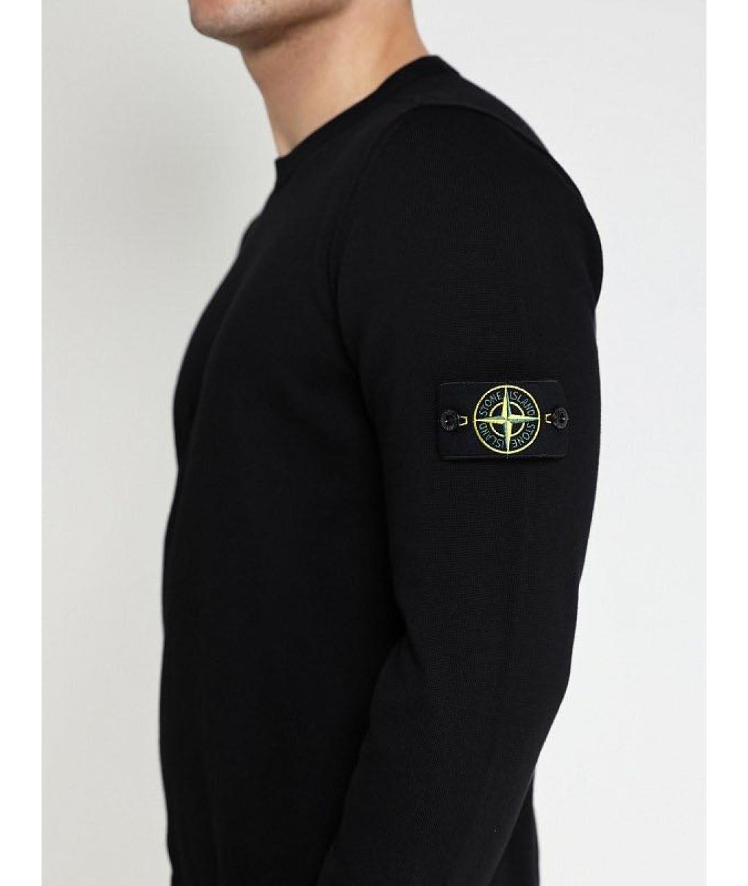 STONE ISLAND Черный хлопковый джемпер / свитер, фото 3