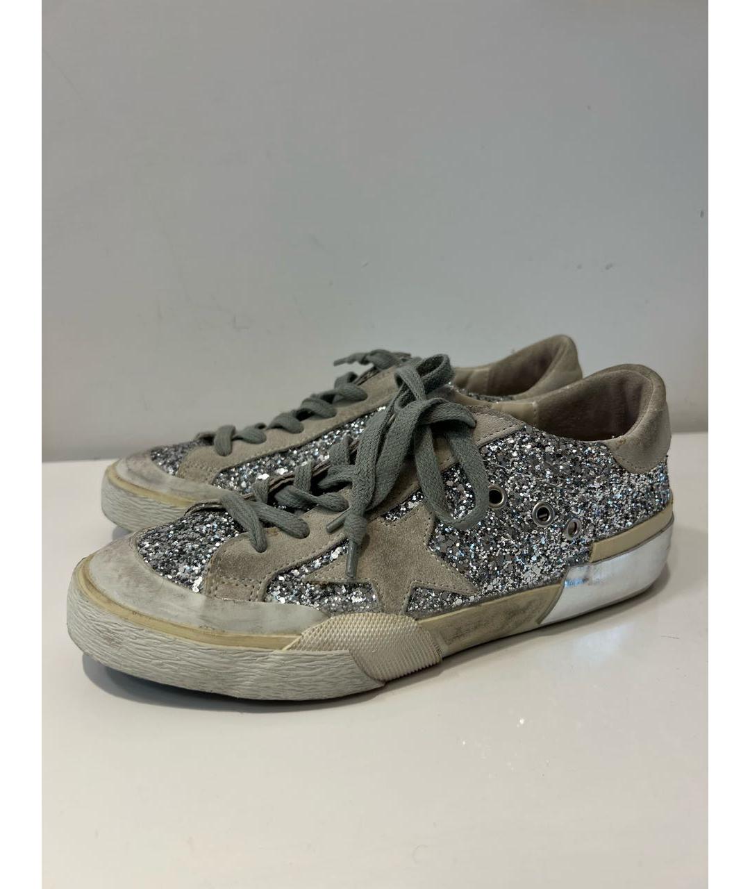 GOLDEN GOOSE DELUXE BRAND Серебряные кожаные низкие кроссовки / кеды, фото 6