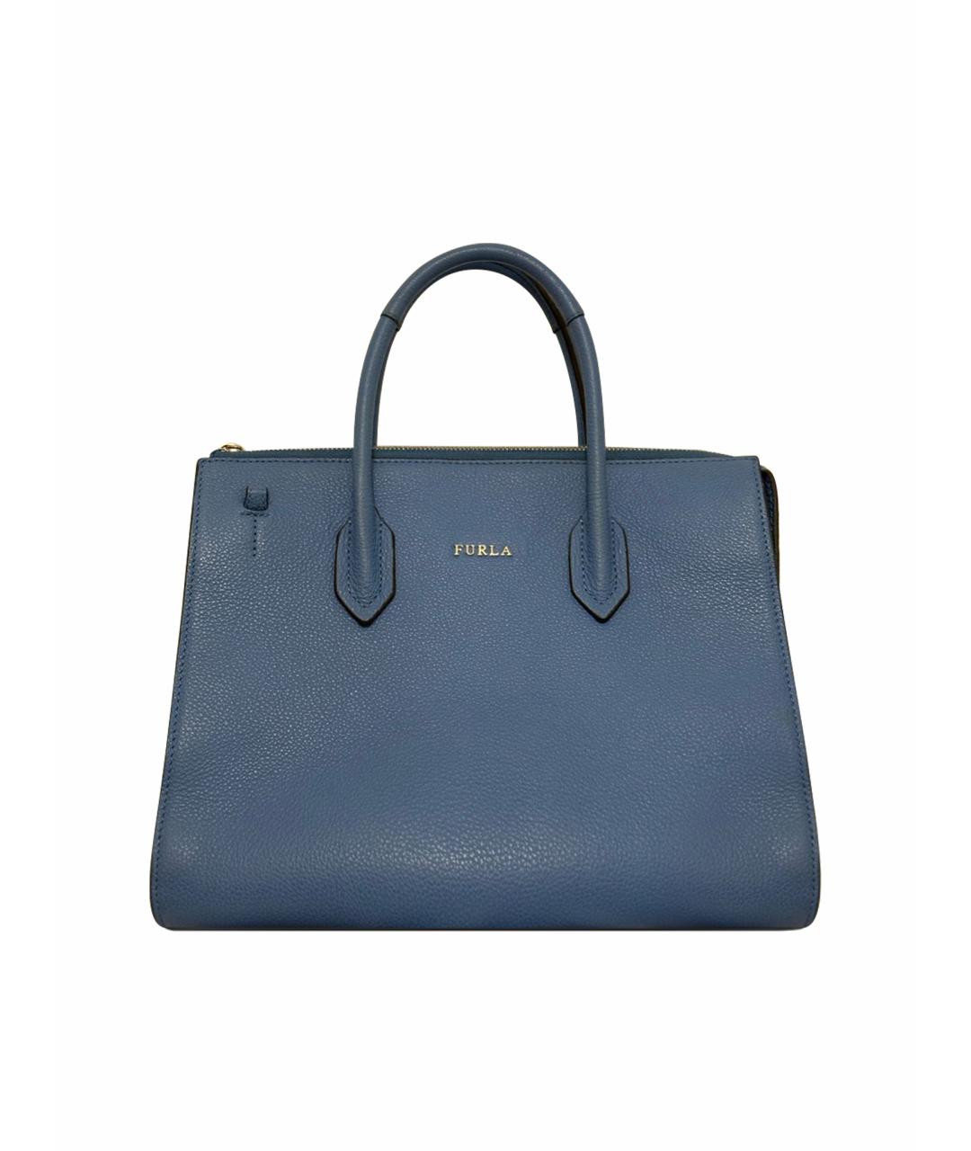 FURLA Голубая кожаная сумка тоут, фото 1