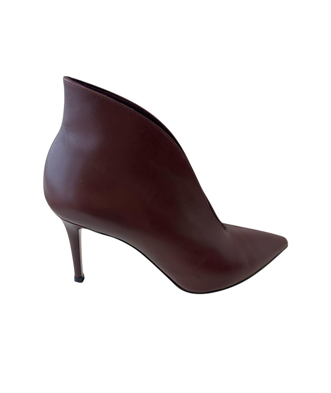 GIANVITO ROSSI Бордовые кожаные ботильоны, фото 1