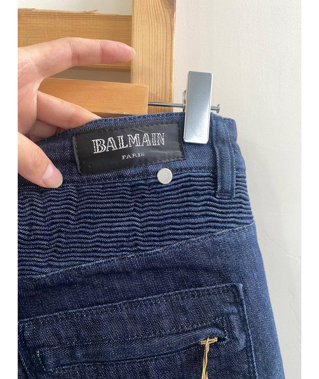 BALMAIN Темно-синие хлопковые джинсы слим, фото 5