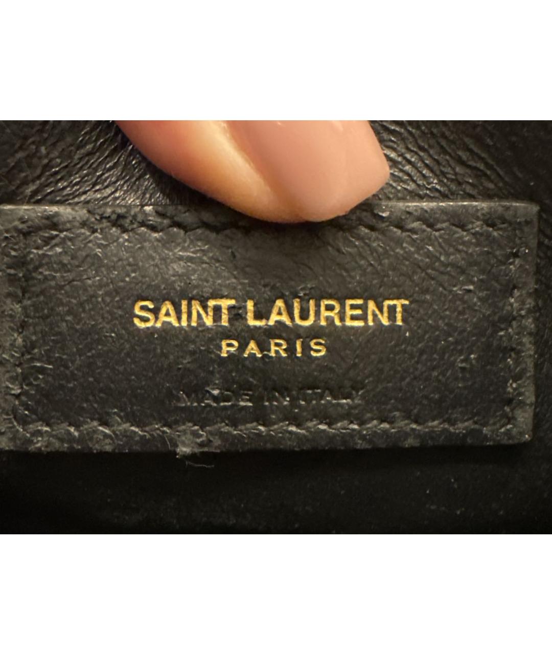 SAINT LAURENT Черная кожаная сумка через плечо, фото 4