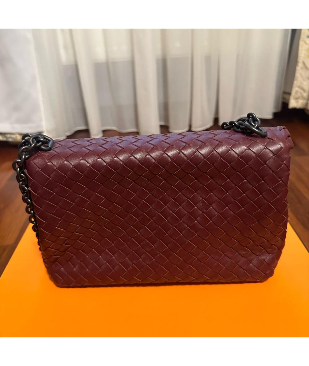 BOTTEGA VENETA Бордовая кожаная сумка через плечо, фото 2