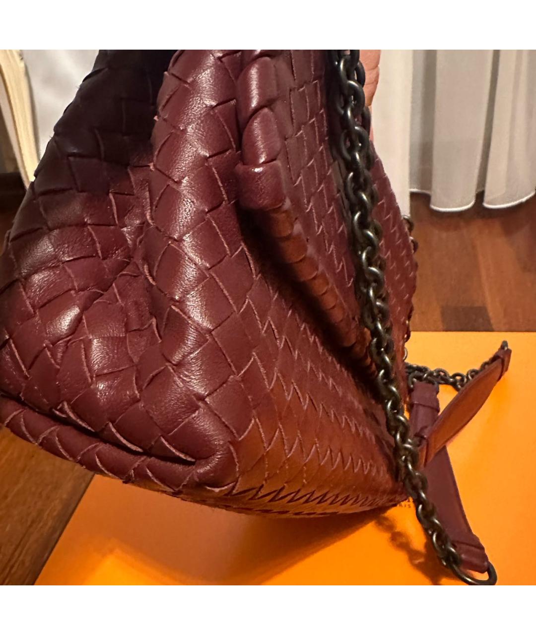 BOTTEGA VENETA Бордовая кожаная сумка через плечо, фото 4