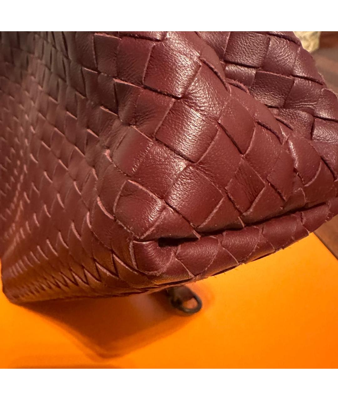 BOTTEGA VENETA Бордовая кожаная сумка через плечо, фото 5