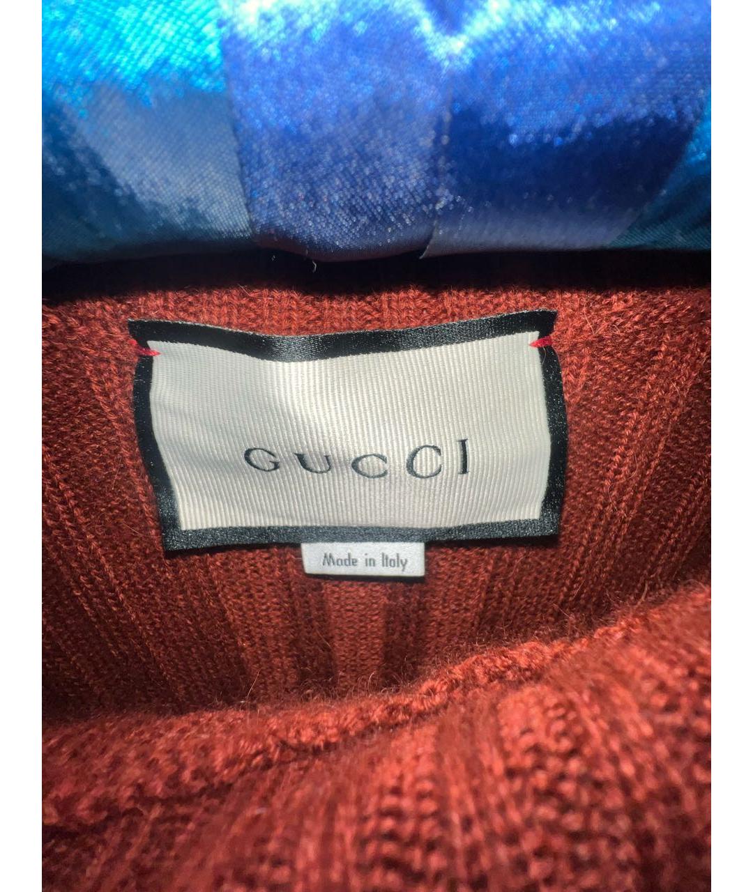 GUCCI Бордовый шерстяной джемпер / свитер, фото 5