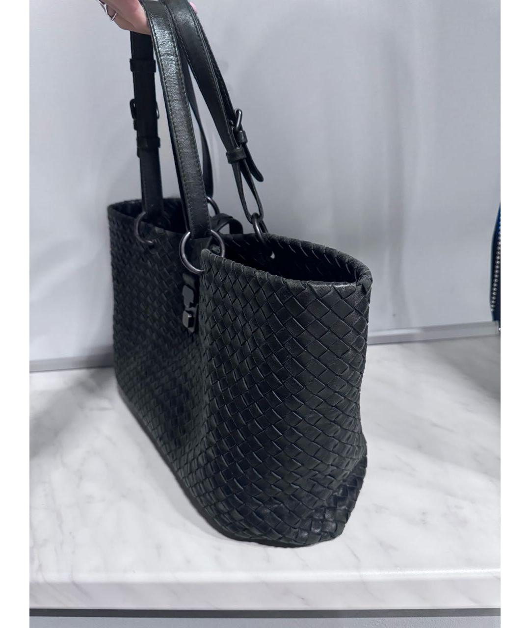 BOTTEGA VENETA Черная кожаная сумка тоут, фото 2