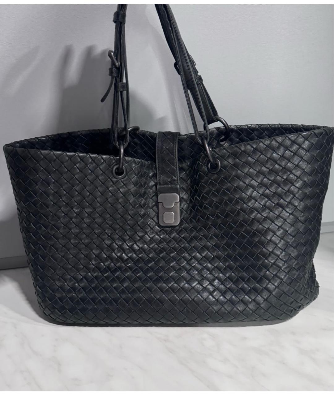 BOTTEGA VENETA Черная кожаная сумка тоут, фото 9