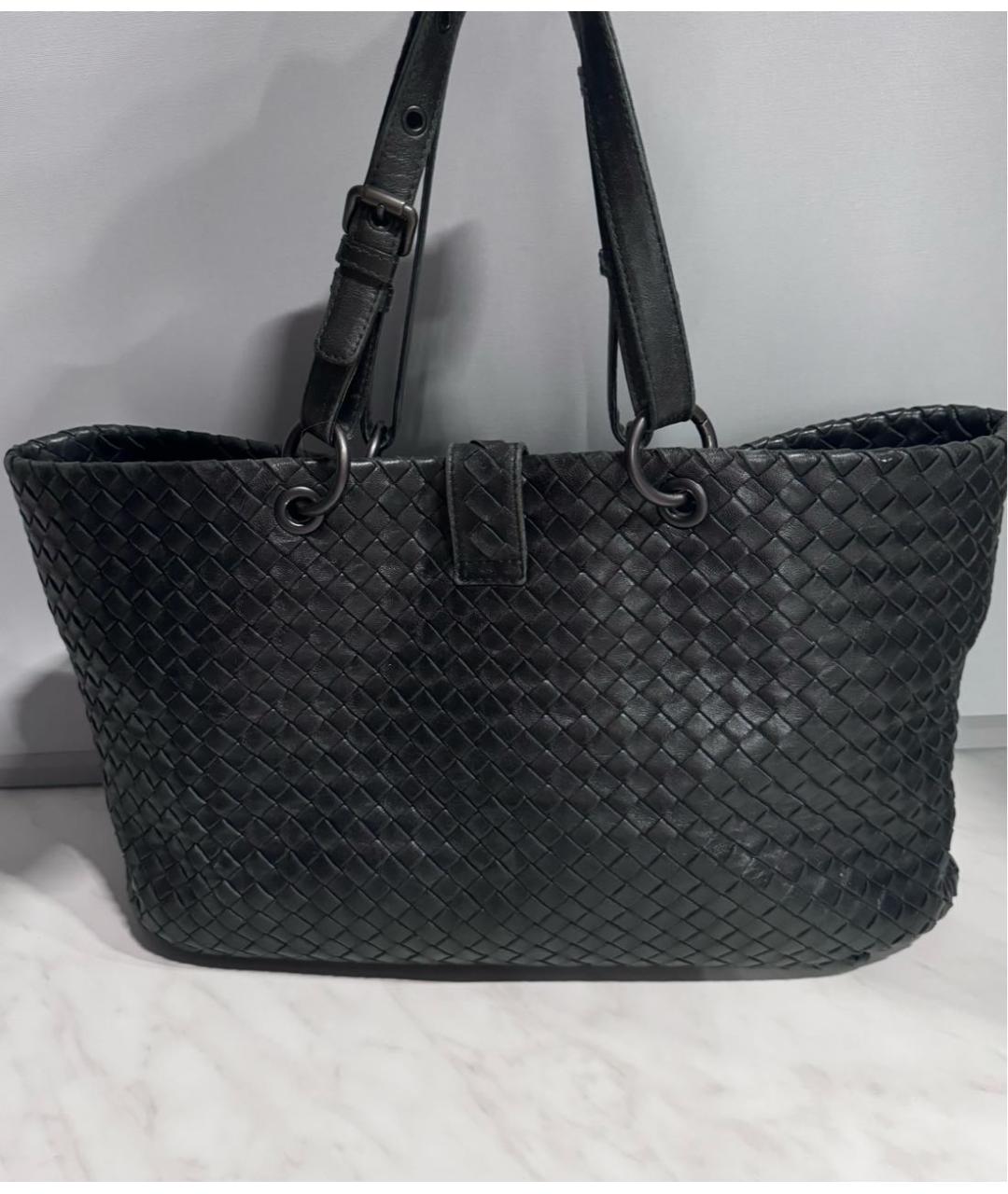 BOTTEGA VENETA Черная кожаная сумка тоут, фото 3