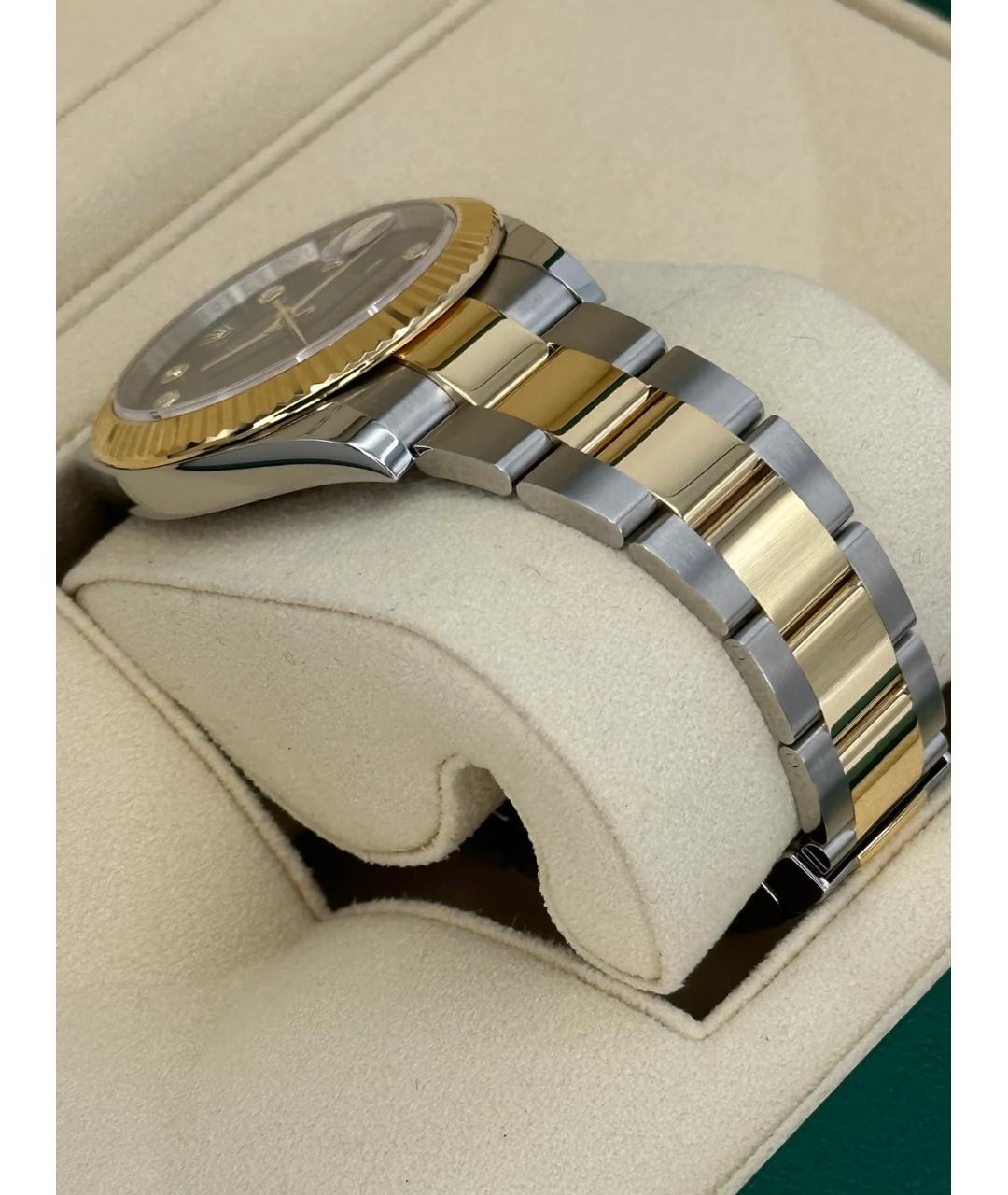 ROLEX Черные часы из желтого золота, фото 5