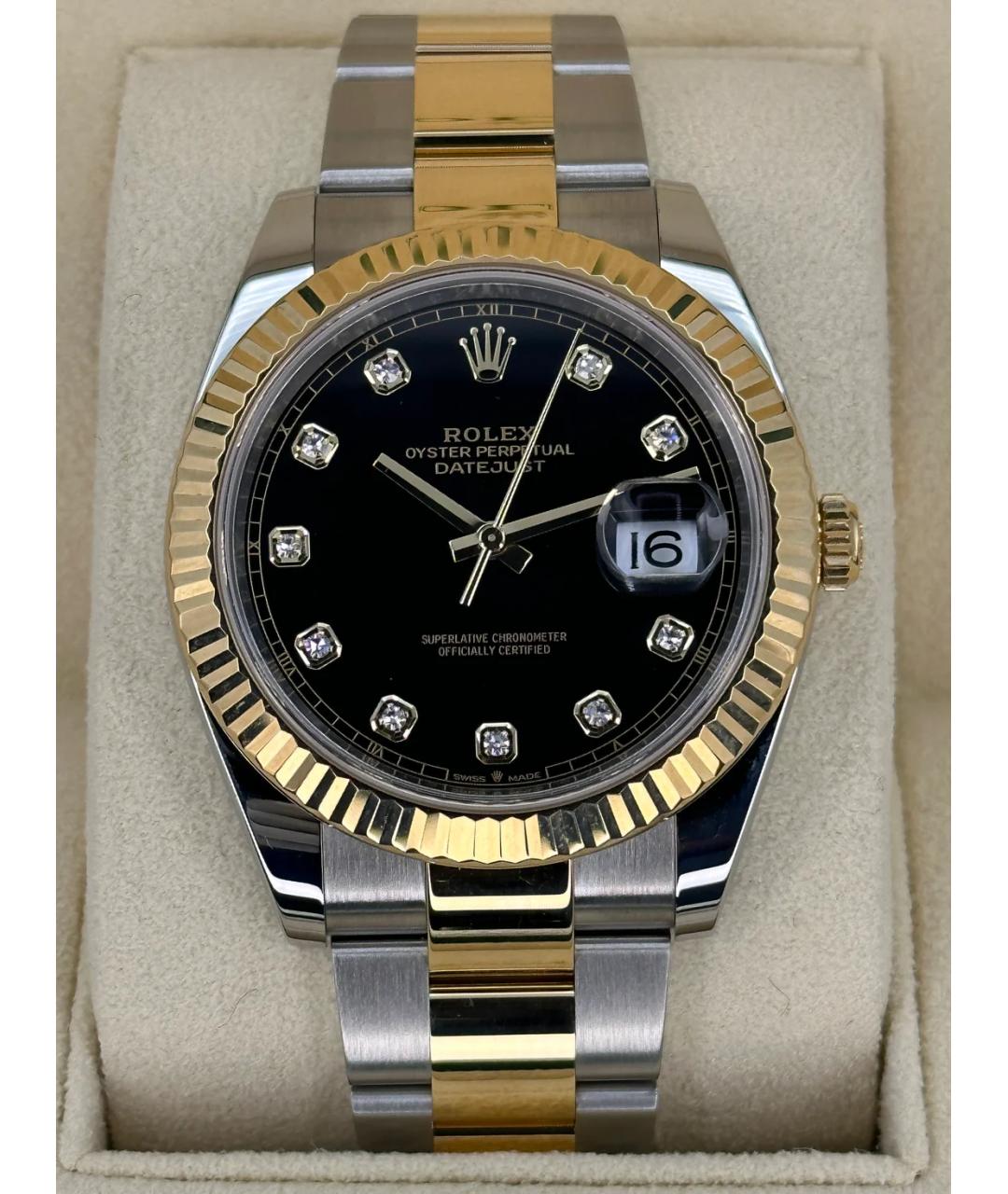 ROLEX Черные часы из желтого золота, фото 3