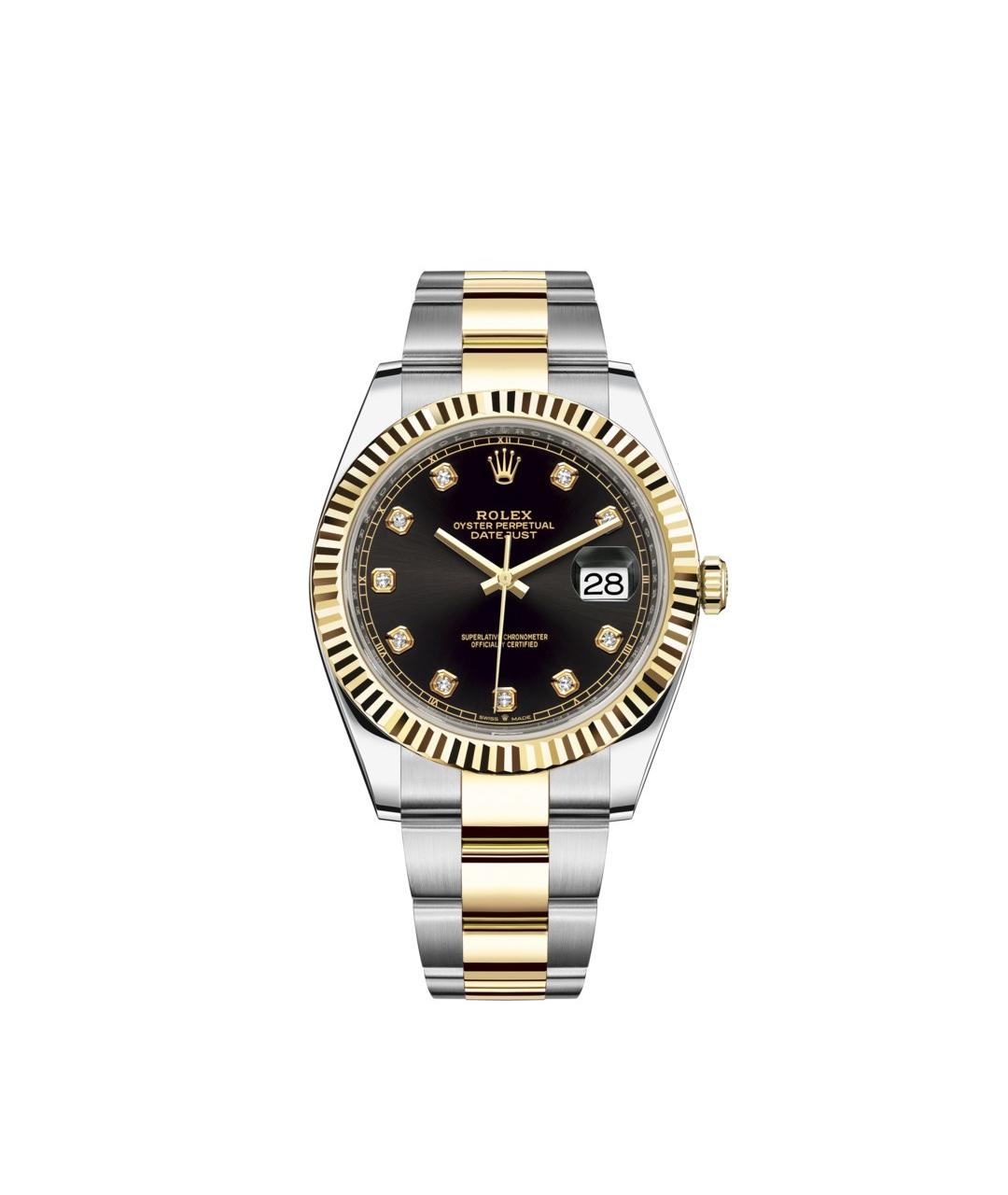 ROLEX Черные часы из желтого золота, фото 1